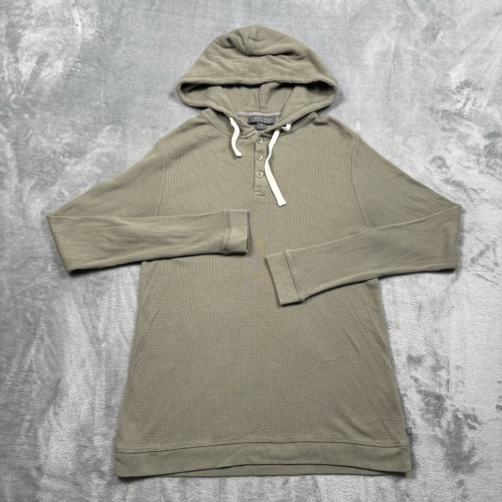 Free Fly Hoodie Men Small Bamboo Blend Performance Waffle Knit Henley Green